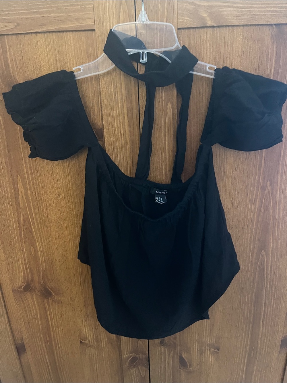 Forever 21 Black Cold-Shoulder Tie-Back Camisole